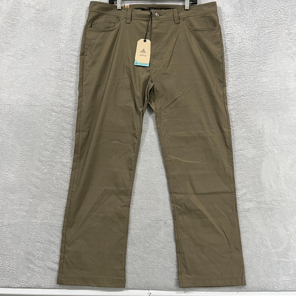 PrAna Brion Slim Pant II Men 40x30 Slate Green Stretch Hiking Chino Hiking Trail
